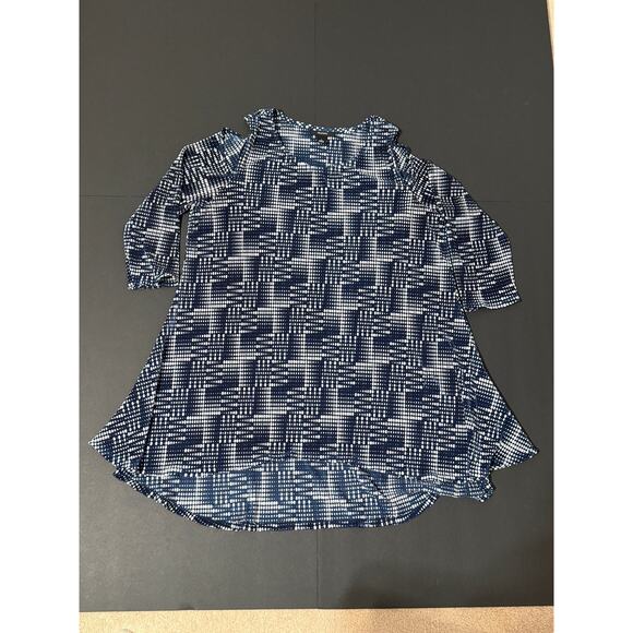 Alfani Blue Patterned Tunic Top, Size L - Picture 1 of 4
